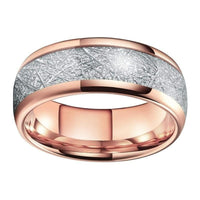 Rose Gold Meteorite Tungsten Mens Wedding Band Ring
