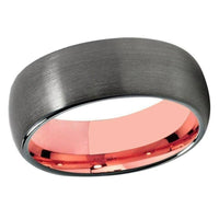 Rose Gold and Gunmetal Brushed Couple Tungsten Wedding Band Ring for Men and Women
