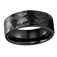 Black Hammered Tungsten Wedding Band Ring for Men