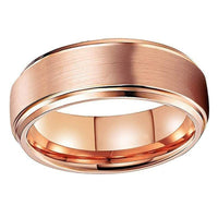 Rose Gold Couple Tungsten Wedding Band Ring for Men and Women with Beveled Edges