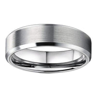 Silver Brushed Tungsten Wedding Band Ring for Men and Women with Beveled Edges