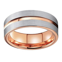 Rose Gold Grooved Matte Finish Tungsten Wedding Band Ring for Men