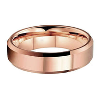 Rose Gold Polished Tungsten Wedding Band Ring for Men and Women with Beveled Edges