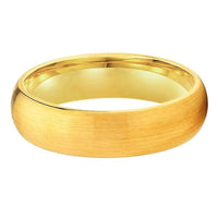 Yellow Gold Brushed Finish Couple Tungsten Wedding Band Ring for Men and Women