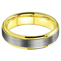 Silver and Yellow Gold Brushed Couple Tungsten Wedding Band Ring for Men and Women