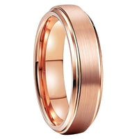 Rose Gold Couple Tungsten Wedding Band Ring for Men and Women with Beveled Edges