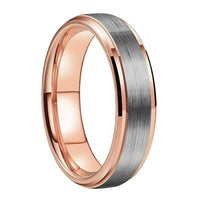Rose Gold and Silver Matte Finish Tungsten Wedding Band Ring for Men and Women