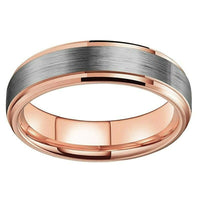 Rose Gold and Silver Matte Finish Tungsten Wedding Band Ring for Men and Women
