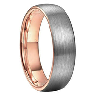 Rose Gold and Silver Matte Finish Couple Tungsten Wedding Band Ring for Men and Women