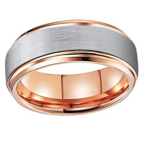 Rose Gold and Silver Matte Finish Tungsten Wedding Band Ring for Men and Women