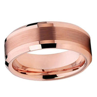 Rose Gold Brushed Tungsten Wedding Band Ring for Men