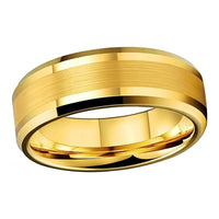 Yellow Gold Brushed Tungsten Wedding Band Ring for Men