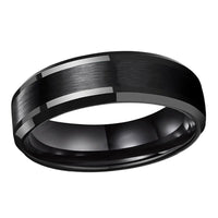 Black Polished Couple Tungsten Wedding Band Ring for Men and Women