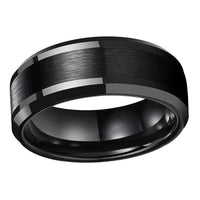 Black Polished Couple Tungsten Wedding Band Ring for Men and Women
