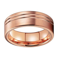 Rose Gold Double Grooved Tungsten Wedding Band Ring for Men