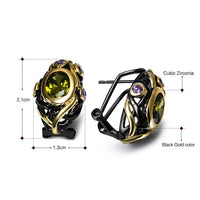 Olivine Purple Cubic Zirconia Gold Plated Gothic Earrings for Women