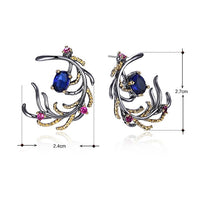 Blue Pink Cubic Zirconia Feather Look Earrings for Women