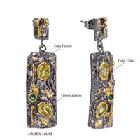 Gunmetal Gold Plated Olivine Green Zirconia Gothic Earrings for Women