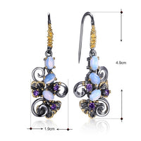 Blue Cubic Zirconia Opal Stone Dangle Earrings for Women