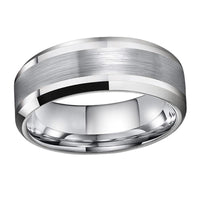 Silver Brushed Tungsten Wedding Band Ring for Men