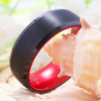 Red and Black Tungsten Wedding Band Ring for Men