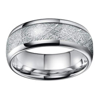 Silver Meteorite Tungsten Mens Wedding Band Ring