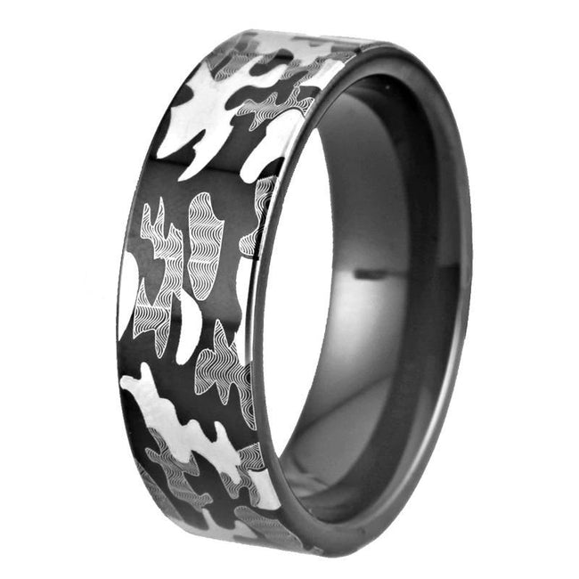 Black Camo Tungsten Wedding Band Ring for Men