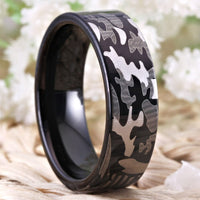 Black Camo Tungsten Wedding Band Ring for Men