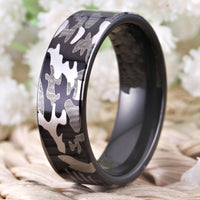 Black Camo Tungsten Wedding Band Ring for Men