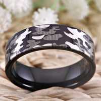 Black Camo Tungsten Wedding Band Ring for Men