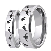 Silver Duck Hunting Couple Tungsten Wedding Band Ring for Men and Women