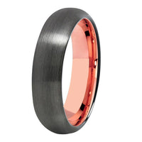 Rose Gold and Gunmetal Brushed Couple Tungsten Wedding Band Ring for Men and Women