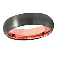 Rose Gold and Gunmetal Brushed Couple Tungsten Wedding Band Ring for Men and Women