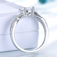 Round Cut Split Shank Cubic Zirconia 925 Sterling Silver Wedding Ring for Women