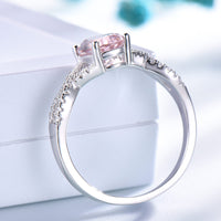 Morganite Split Shank Cubic Zirconia 925 Sterling Silver Wedding Ring for Women