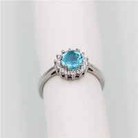 Blue Sunflower Topaz Wedding Ring for Women, Diamond Stimulant 925 Sterling Silver Engagement Ring