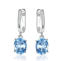 Oval Cut Sky Blue Topaz 925 Sterling Silver Clip On Earrings for Women