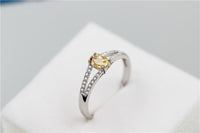 Oval Cut Citrine Wedding Ring, Diamond Simulant 925 Sterling Silver Engagement Ring for Women