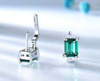 Radiant Cut Emerald Simulant 925 Sterling Silver Clip Earrings for Women