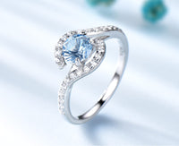 Sky Blue Topaz Cubic Zirconia 925 Sterling Silver Wedding Ring for Women
