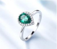 Green Emerald 925 Sterling Silver Promise Ring for Women