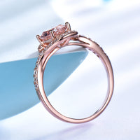 Rose Gold Oval Cut Morganite Sterling Silver Wedding Ring for Women