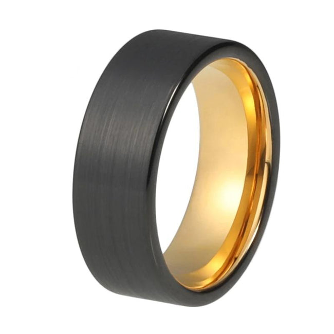 Black and Gold Tungsten Wedding Band Ring for Men