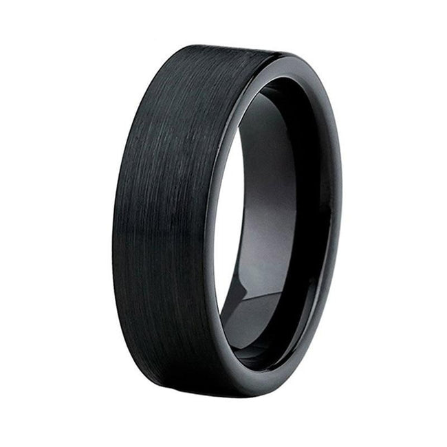 Black Brushed Tungsten Wedding Band Ring for Men