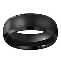Black Brushed Finish Tungsten Wedding Band Ring for Men with Beveled Edges