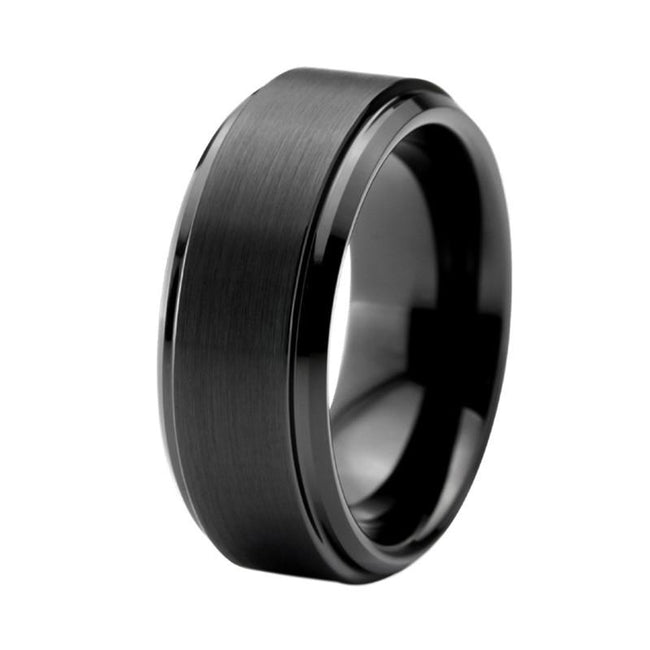 Black Brushed Tungsten Wedding Band Ring for Men