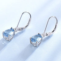 Sky Blue Topaz 925 Sterling Silver Clip On Drop Earrings for Women