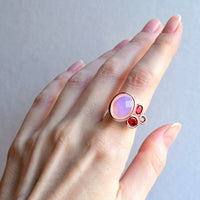 Pink Red Fuchsia and Purple Diamond Simulant Ring for Women
