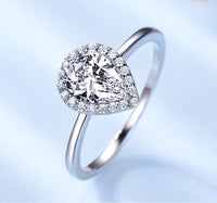 Water Drop Design Cubic Zirconia Solitaire Engagement Ring for Women