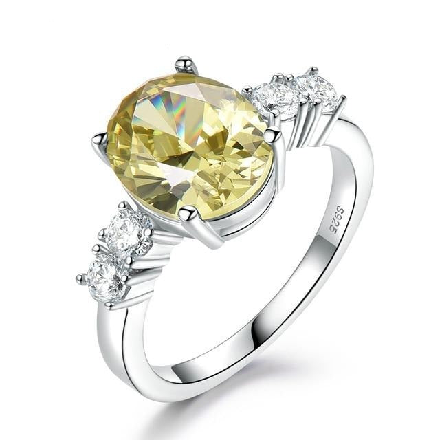 Yellow Cubic Zirconia Sterling Silver Wedding Ring for Women